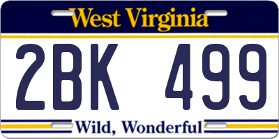 WV license plate 2BK499