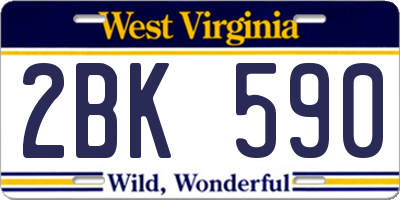 WV license plate 2BK590