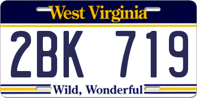 WV license plate 2BK719