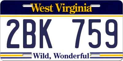 WV license plate 2BK759