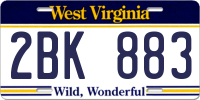 WV license plate 2BK883