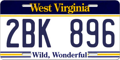 WV license plate 2BK896