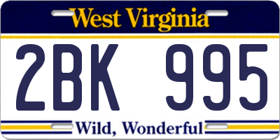WV license plate 2BK995