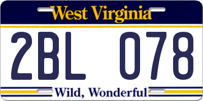 WV license plate 2BL078