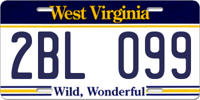 WV license plate 2BL099