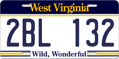 WV license plate 2BL132