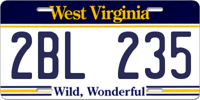 WV license plate 2BL235