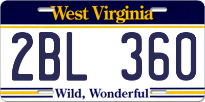 WV license plate 2BL360