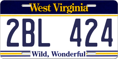 WV license plate 2BL424