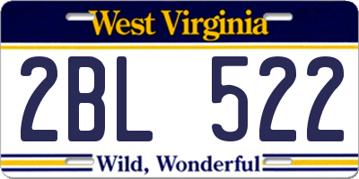 WV license plate 2BL522