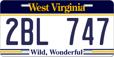 WV license plate 2BL747