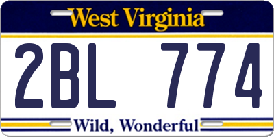 WV license plate 2BL774