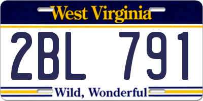 WV license plate 2BL791
