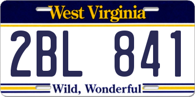 WV license plate 2BL841