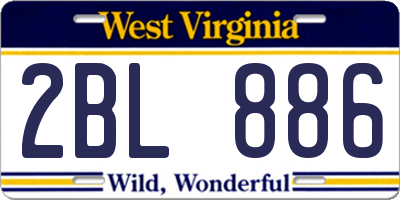 WV license plate 2BL886