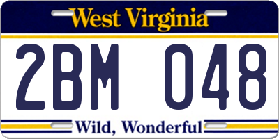 WV license plate 2BM048