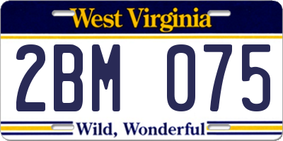 WV license plate 2BM075
