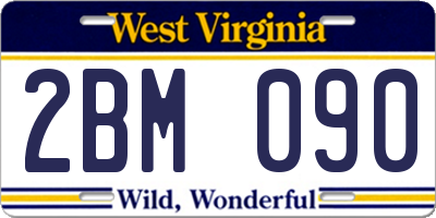 WV license plate 2BM090