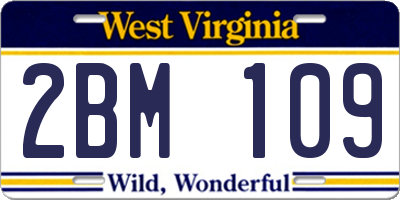 WV license plate 2BM109
