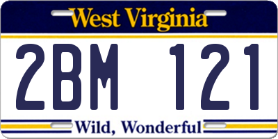WV license plate 2BM121