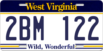 WV license plate 2BM122