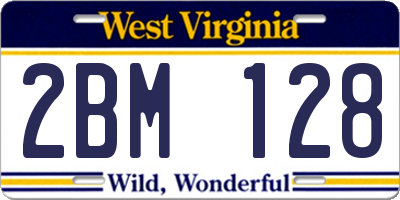 WV license plate 2BM128
