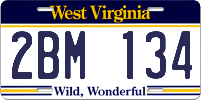 WV license plate 2BM134