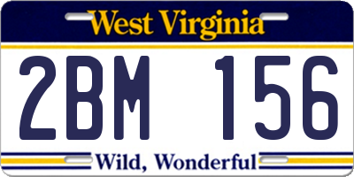 WV license plate 2BM156
