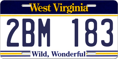 WV license plate 2BM183