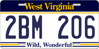 WV license plate 2BM206