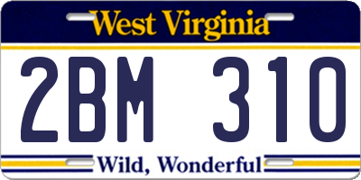 WV license plate 2BM310