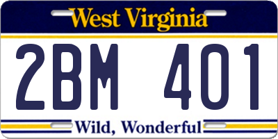 WV license plate 2BM401