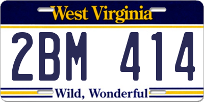 WV license plate 2BM414
