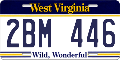 WV license plate 2BM446