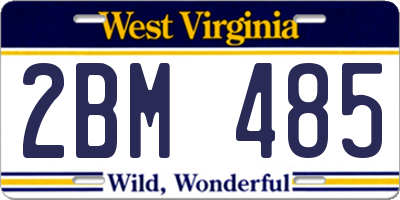 WV license plate 2BM485