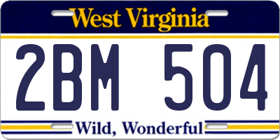 WV license plate 2BM504