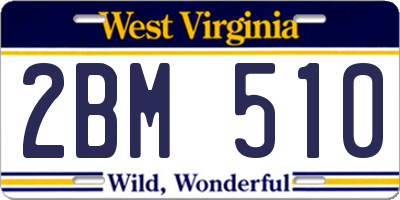 WV license plate 2BM510