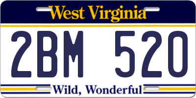WV license plate 2BM520