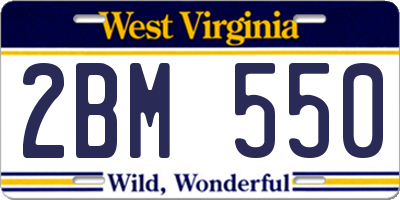 WV license plate 2BM550