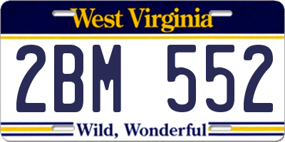 WV license plate 2BM552