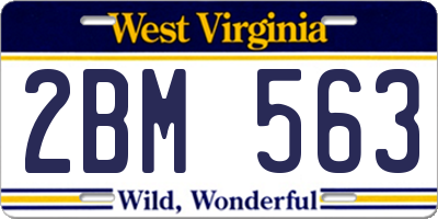 WV license plate 2BM563