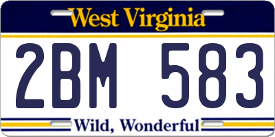 WV license plate 2BM583