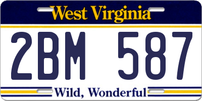 WV license plate 2BM587