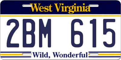 WV license plate 2BM615