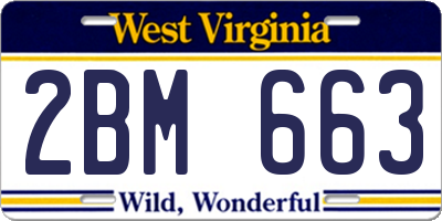 WV license plate 2BM663