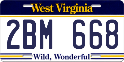 WV license plate 2BM668
