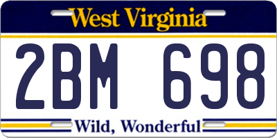 WV license plate 2BM698