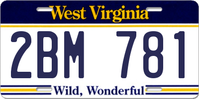 WV license plate 2BM781