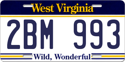 WV license plate 2BM993