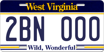 WV license plate 2BN000